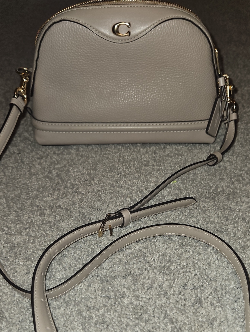 Coach Pebble Leather Dome Crossbody Bag in Light Taupe